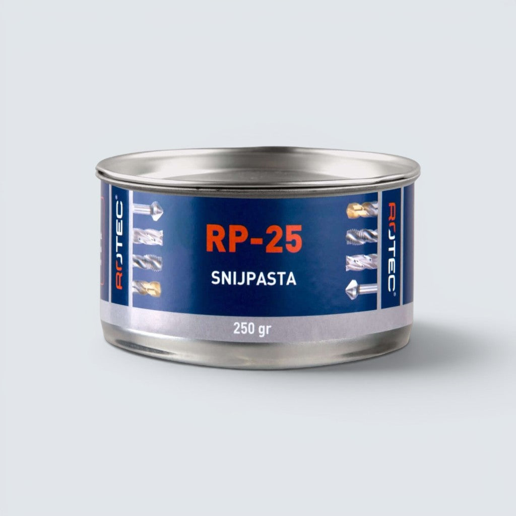 RP-25 högpresterande skärpasta i 250 g metallburk för borrning, fräsning och gängning i metall.